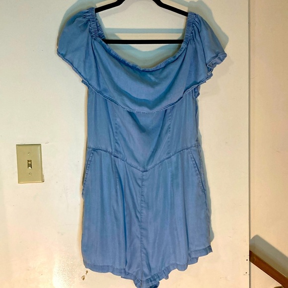Forever 21 Pants - Forever 21 size XL Light Blue Off-Shoulder Romper